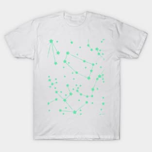 Aqua Star Constellation Pattern T-Shirt